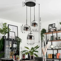 Suspension Verre Fumé-hofstein Suspension Verre 20cm Vevino Chrome, Clair, Fumé, 3 lumières