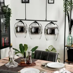 Suspension Verre Fumé-hofstein Suspension Verre 20cm Vevino Chrome, Clair, Fumé, 3 lumières