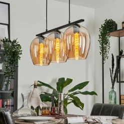 hofstein Suspension Verre 20cm Vevino Ambre, 3 lumières