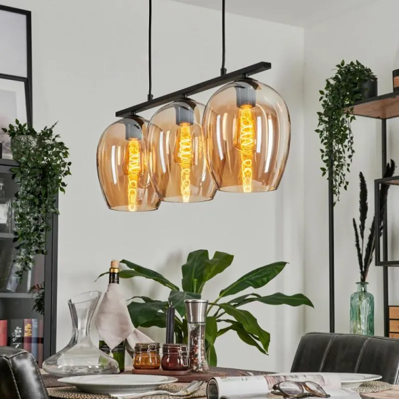 hofstein Suspension Verre 20cm Vevino Ambre, 3 lumières