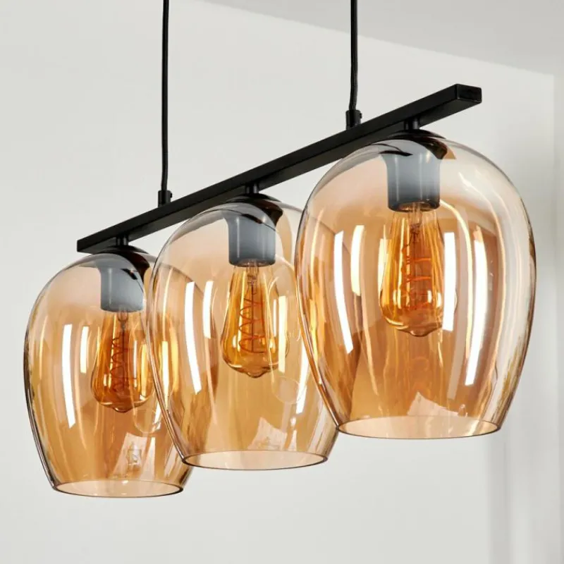 hofstein Suspension Verre 20cm Vevino Ambre, 3 lumières