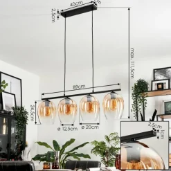 hofstein Suspension Verre 20cm Vevino Clair, 4 lumières