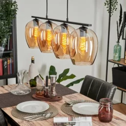 hofstein Suspension Verre 20cm Vevino Ambre, 4 lumières