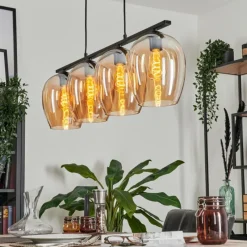 hofstein Suspension Verre 20cm Vevino Ambre, 4 lumières