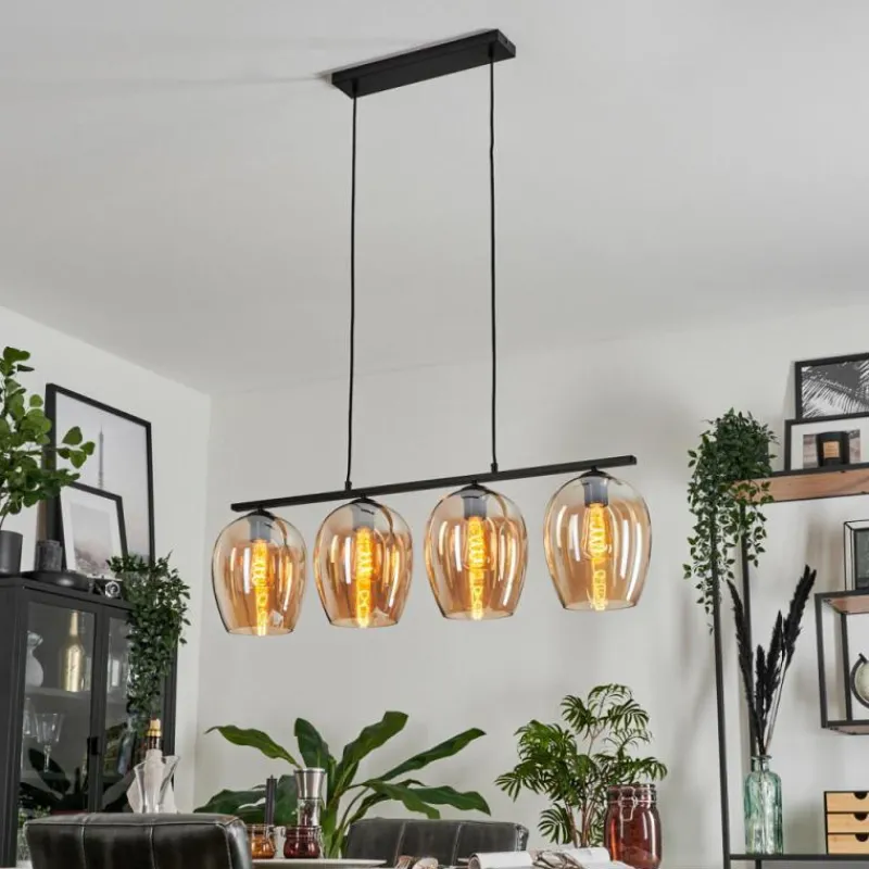 hofstein Suspension Verre 20cm Vevino Ambre, 4 lumières