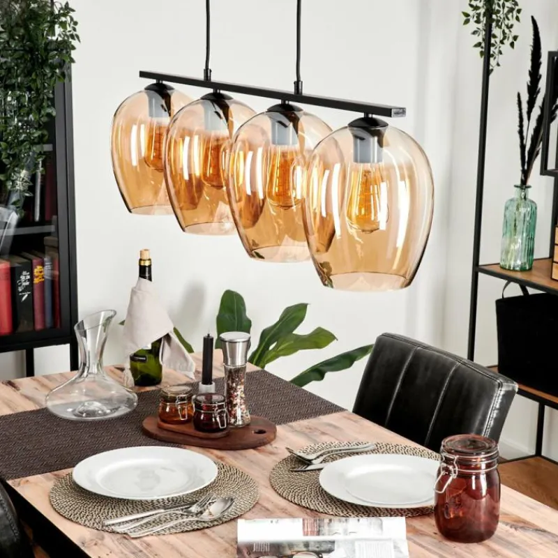 hofstein Suspension Verre 20cm Vevino Ambre, 4 lumières