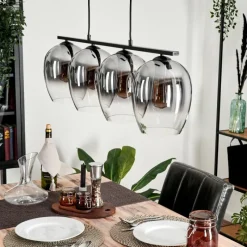 Suspension Verre Fumé-hofstein Suspension Verre 20cm Vevino Clair, Fumé, 4 lumières