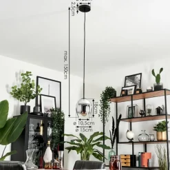 hofstein Suspension Verre 15cm Vevino Chrome, Clair, Fumé, 1 lumière