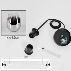 hofstein Suspension Verre 15cm Vevino Chrome, Clair, Fumé, 1 lumière