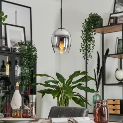 hofstein Suspension Verre 15cm Vevino Chrome, Clair, Fumé, 1 lumière