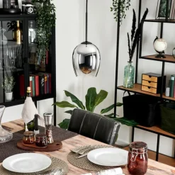 hofstein Suspension Verre 15cm Vevino Chrome, Clair, Fumé, 1 lumière