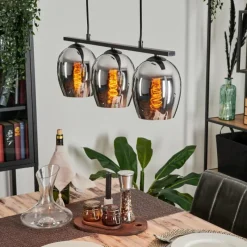 hofstein Suspension Verre 15cm Vevino Chrome, Fumé, 3 lumières