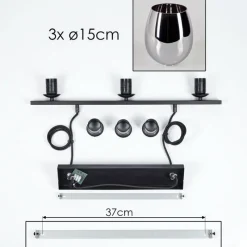 hofstein Suspension Verre 15cm Vevino Chrome, Fumé, 3 lumières