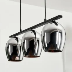 hofstein Suspension Verre 15cm Vevino Chrome, Fumé, 3 lumières