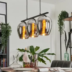 hofstein Suspension Verre 20cm Vevino Chrome, Fumé, 3 lumières