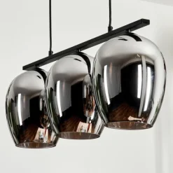 hofstein Suspension Verre 20cm Vevino Chrome, Fumé, 3 lumières