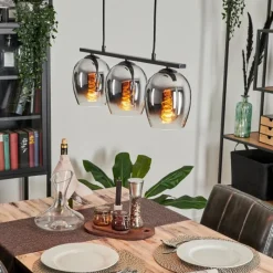 hofstein Suspension Verre 15cm Vevino Chrome, Clair, Fumé, 3 lumières