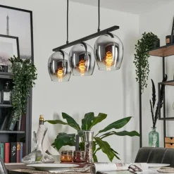 hofstein Suspension Verre 15cm Vevino Chrome, Clair, Fumé, 3 lumières