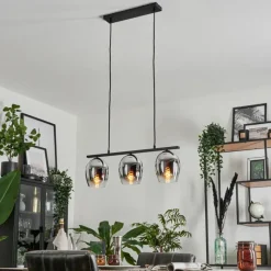 hofstein Suspension Verre 15cm Vevino Chrome, Clair, Fumé, 3 lumières