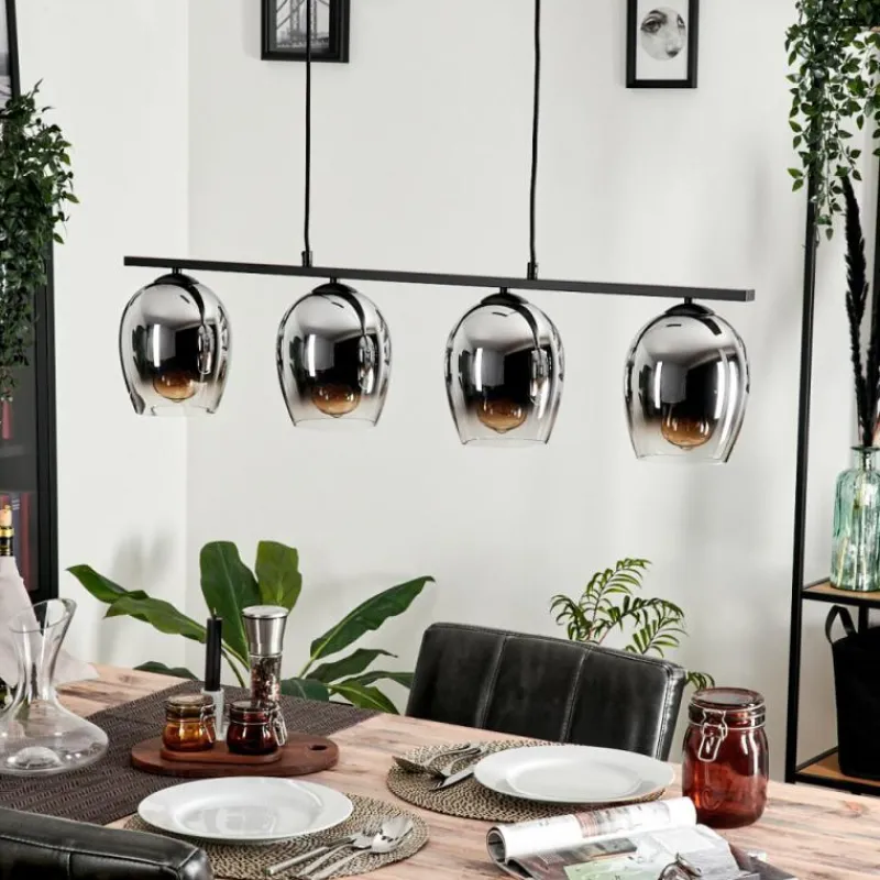 hofstein Suspension Verre 15cm Vevino Chrome, Clair, Fumé, 4 lumières