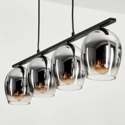 hofstein Suspension Verre 15cm Vevino Chrome, Clair, Fumé, 4 lumières