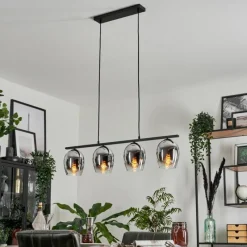 hofstein Suspension Verre 15cm Vevino Chrome, Clair, Fumé, 4 lumières