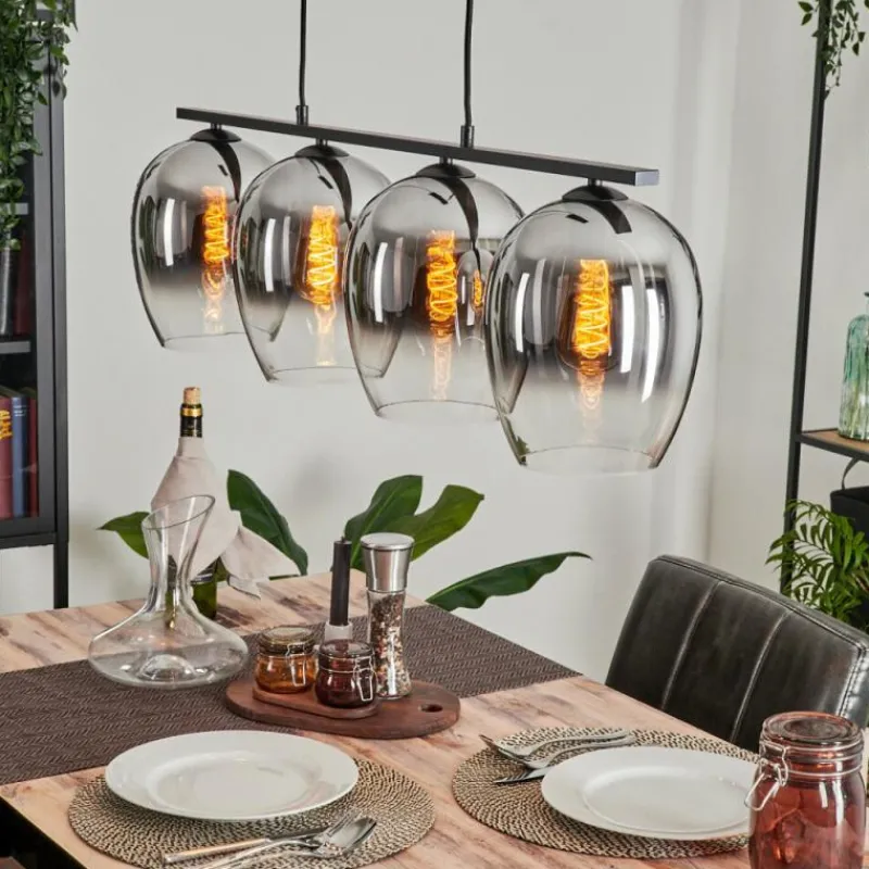 Suspension Verre Fumé-hofstein Suspension Verre 20cm Vevino Chrome, Clair, Fumé, 4 lumières