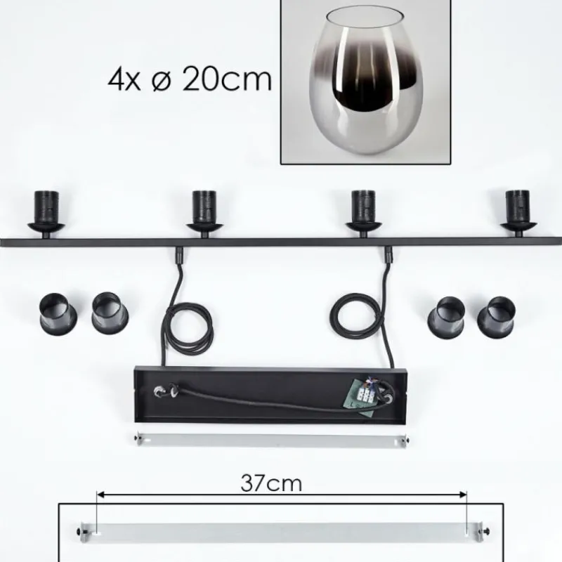 Suspension Verre Fumé-hofstein Suspension Verre 20cm Vevino Chrome, Clair, Fumé, 4 lumières