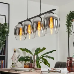 Suspension Verre Fumé-hofstein Suspension Verre 20cm Vevino Chrome, Clair, Fumé, 4 lumières