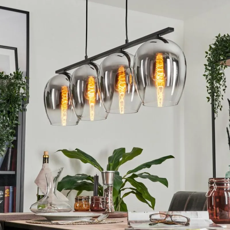 Suspension Verre Fumé-hofstein Suspension Verre 20cm Vevino Chrome, Clair, Fumé, 4 lumières