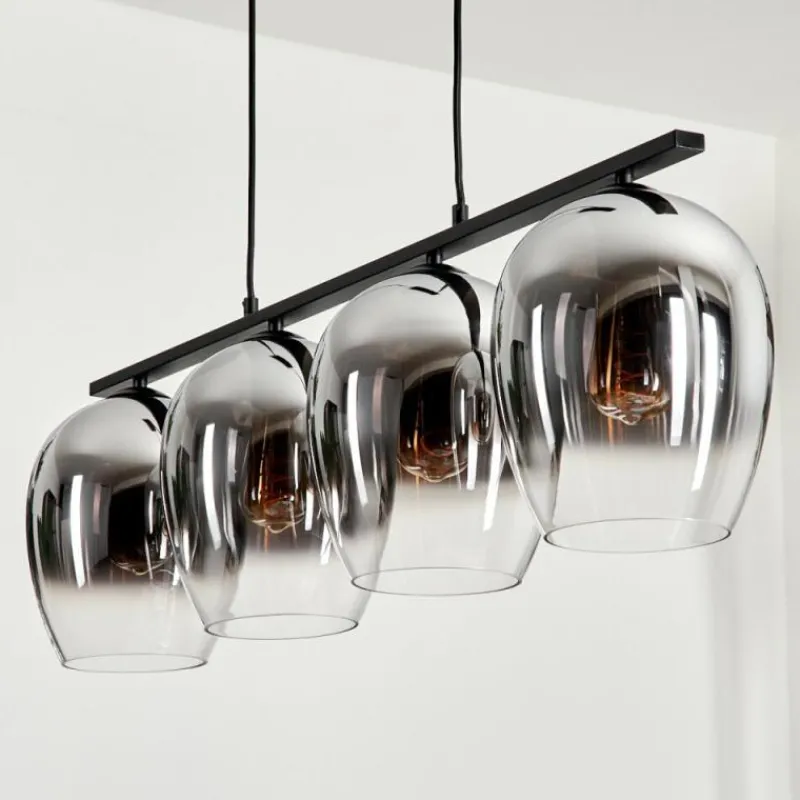 Suspension Verre Fumé-hofstein Suspension Verre 20cm Vevino Chrome, Clair, Fumé, 4 lumières