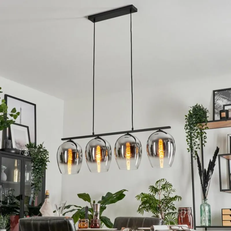 Suspension Verre Fumé-hofstein Suspension Verre 20cm Vevino Chrome, Clair, Fumé, 4 lumières