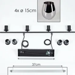 hofstein Suspension Verre 15cm Vevino Chrome, Fumé, 4 lumières