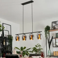 hofstein Suspension Verre 15cm Vevino Chrome, Fumé, 4 lumières