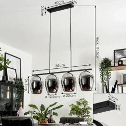 hofstein Suspension Verre 20cm Vevino Chrome, Fumé, 4 lumières