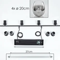 hofstein Suspension Verre 20cm Vevino Chrome, Fumé, 4 lumières