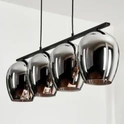 hofstein Suspension Verre 20cm Vevino Chrome, Fumé, 4 lumières