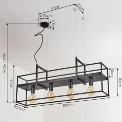Lampes Industrielles-hofstein Suspension Victorine Chrome, Noir, 4 lumières