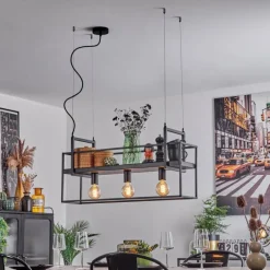 Style Boho-Chic-hofstein Suspension Victorine Chrome, Noir, 3 lumières