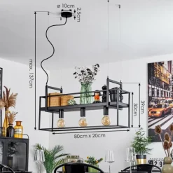 Style Boho-Chic-hofstein Suspension Victorine Chrome, Noir, 3 lumières