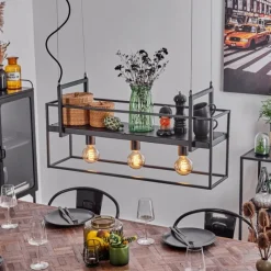 Style Boho-Chic-hofstein Suspension Victorine Chrome, Noir, 3 lumières