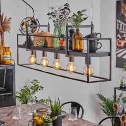 Style Boho-Chic-hofstein Suspension Victorine Chrome, Noir, 5 lumières