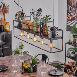 Style Boho-Chic-hofstein Suspension Victorine Chrome, Noir, 5 lumières