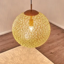 Lampes Dorées-hofstein Suspension Vigra Brun doré, 1 lumière