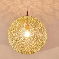Lampes Dorées-hofstein Suspension Vigra Brun doré, 1 lumière