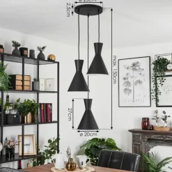 hofstein Suspension Vijes Noir, 3 lumières* Suspensions