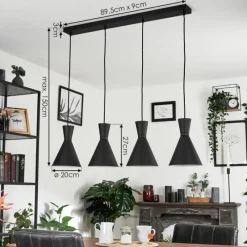 hofstein Suspension Vijes Noir, 4 lumières