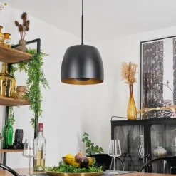 Lampes Dorées-hofstein Suspension Viking Noir, 1 lumière