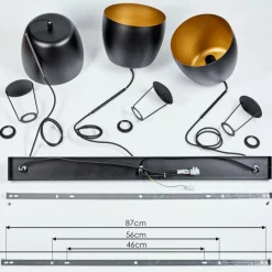 Lampes Dorées-hofstein Suspension Viking Noir, 3 lumières