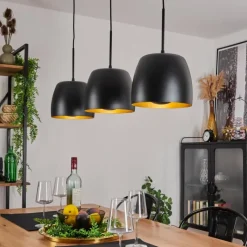Lampes Dorées-hofstein Suspension Viking Noir, 3 lumières
